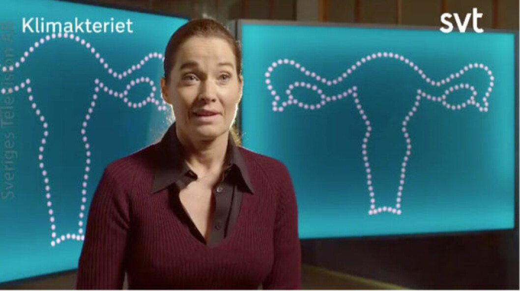 Agneta Sjödin berättar om sina erfarenheter i ”Klimakteriet – det ska hända dig med”. Bild:SVT Agneta Sjödin