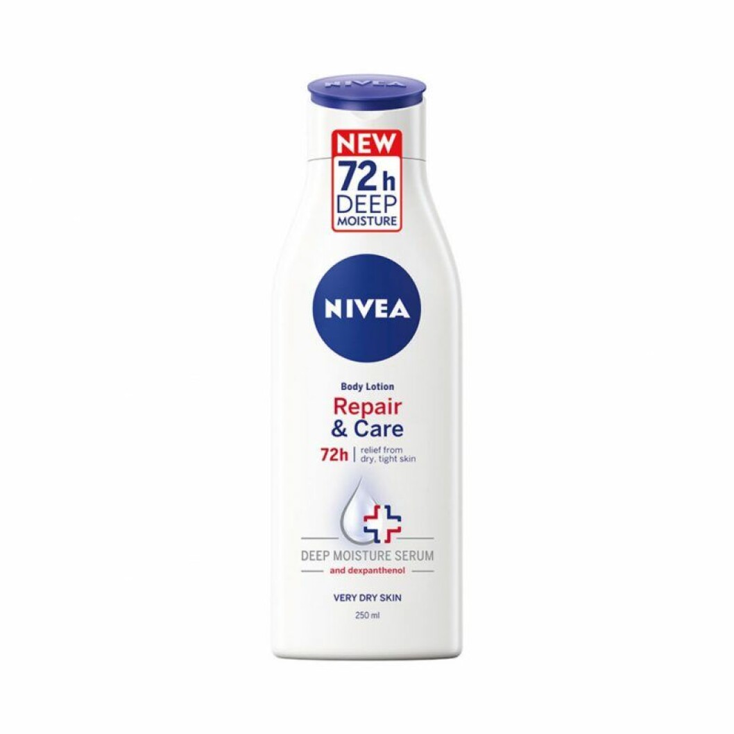 Body Lotion Repair & Care, 72h. <a href="https://track.adtraction.com/t/t?a=1136856392&as=1213658115&t=2&tk=1&epi=boostabrannan&url=https://www.ahlens.se/Skonhet/hudvard/kropp/bodylotion-kroppsoljor-15290/nivea-body-lotion-repair-care-72h-37686789" target="_blank" rel="noopener">Här kan du köpa den</a>. hudlotion