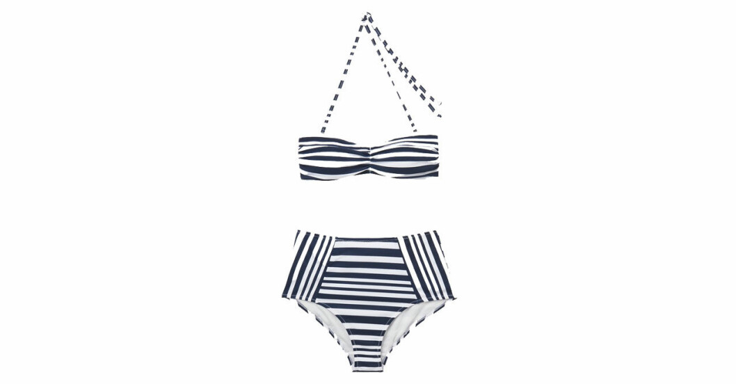 Marinblå randig bikini med hög midja från Åhléns