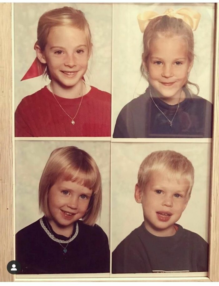 Alla Kjos-syskon som små. Foto: Privat. Alla Kjos-syskon som små