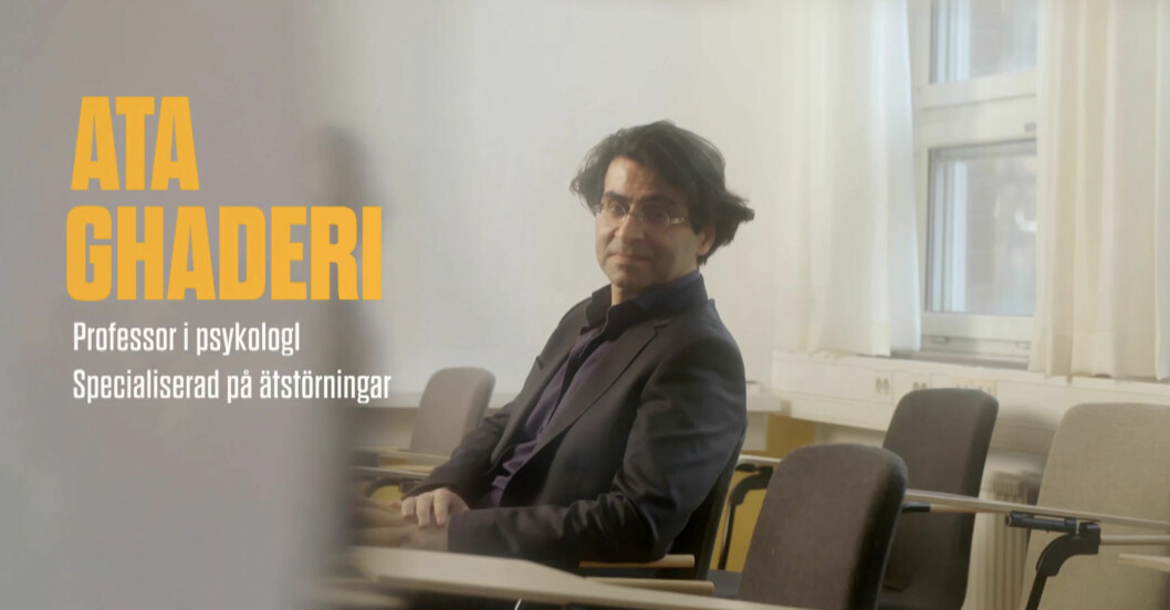 Professor Ata Ghaderi. Foto: Skärmdump från SVT:s <span class=" italic" data-lab-italic_desktop="italic">Ätstört</span>. Skärmdump från programmet ätstört på Ata Ghaderi