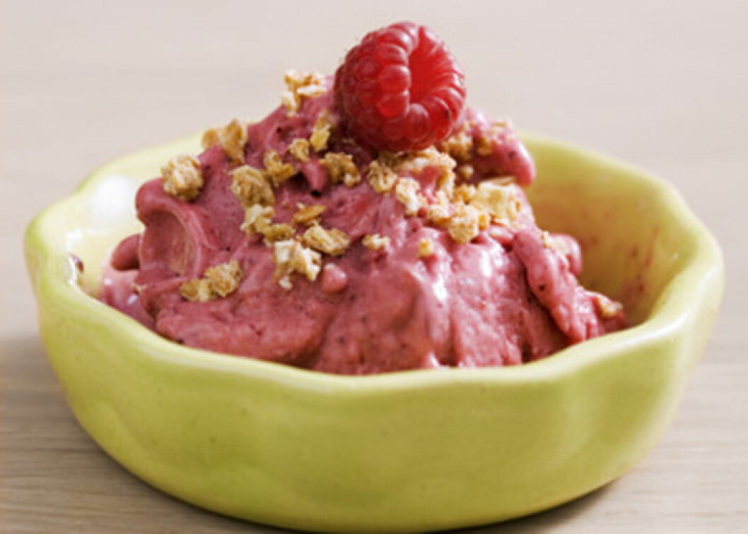 Dessert med yoghurt: Bananglass.