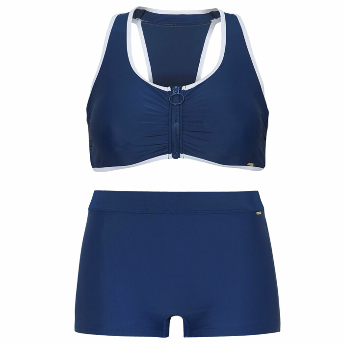 sportig blå bikini med ben