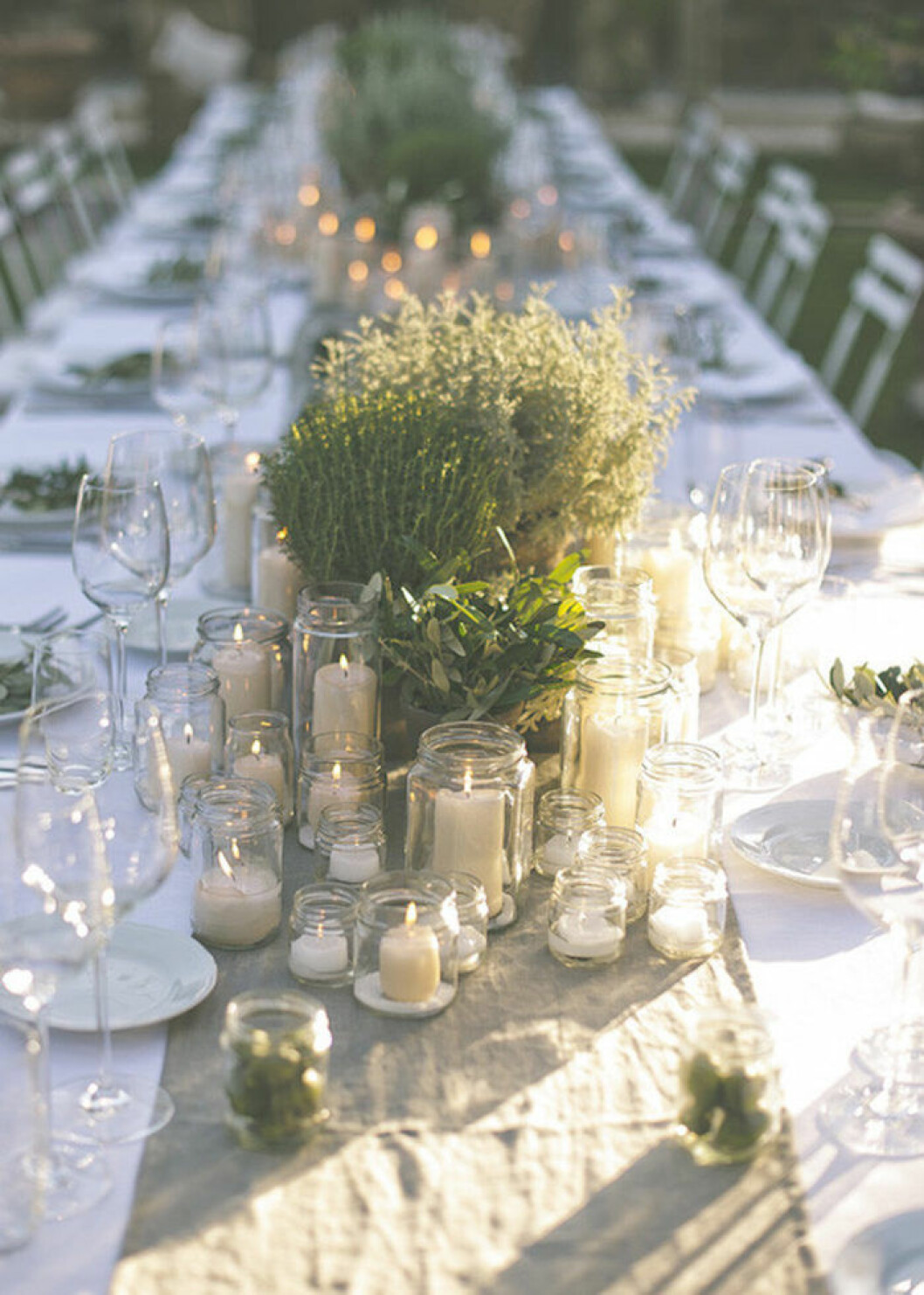 Dekorera med krukväxter på bröllopet