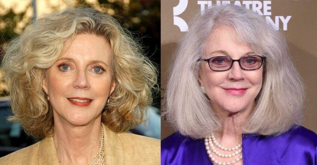 Blythe Danner med färgat och grått hår