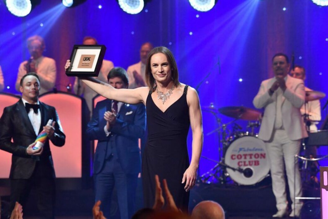 2019 vann Caroline Farberger pris i kategorin ”Årets HBTQ-person” på QX-galan. Foto: Karin Törnblom/TT Caroline Farberger