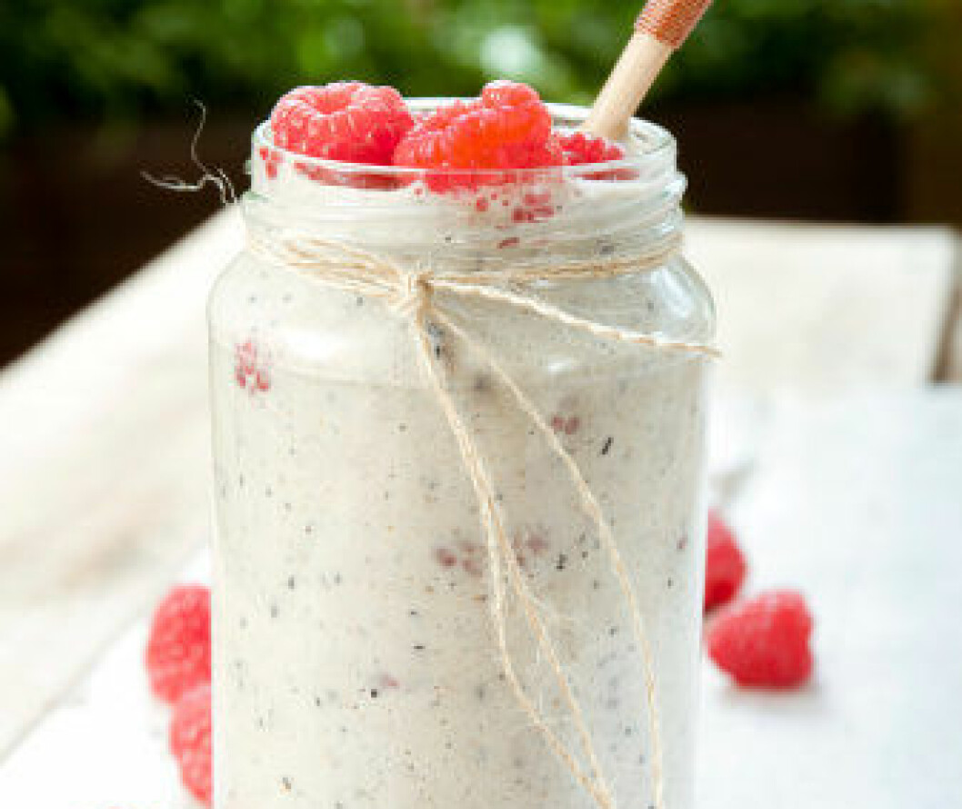 Chiapudding med hallon