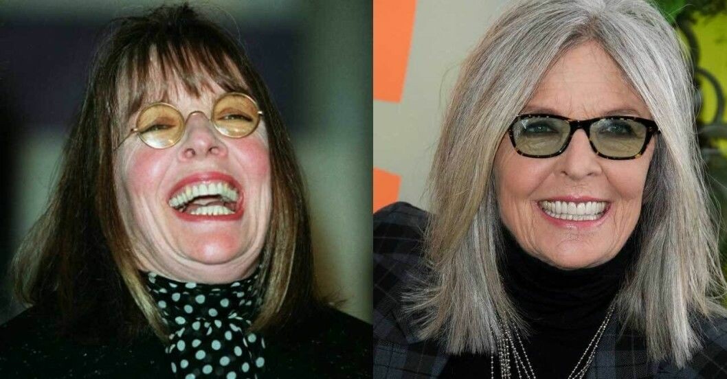 Diane Keaton med färgat och grått hår
