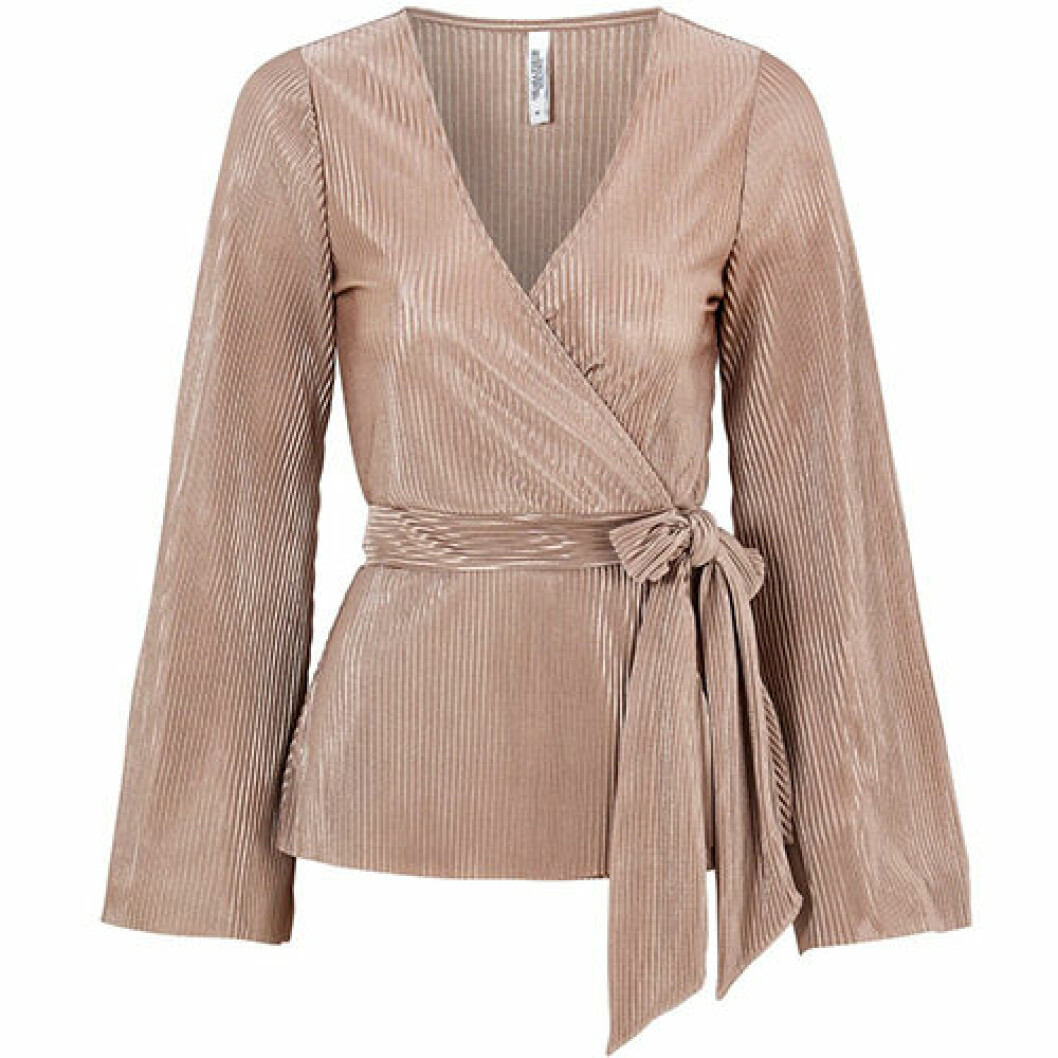 Dusty pink blus med knytning i midjan
