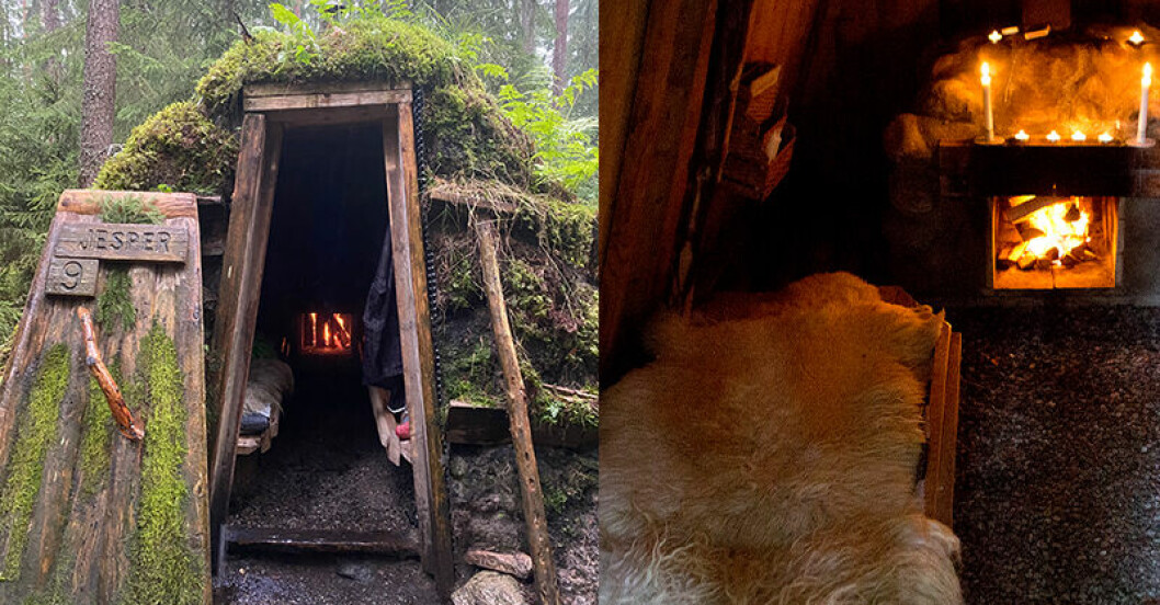 Kolkojorna i Kolarbyn har sovbritsar med liggunderlag och fällar. kolarkoja i kolarbyn eco lodge