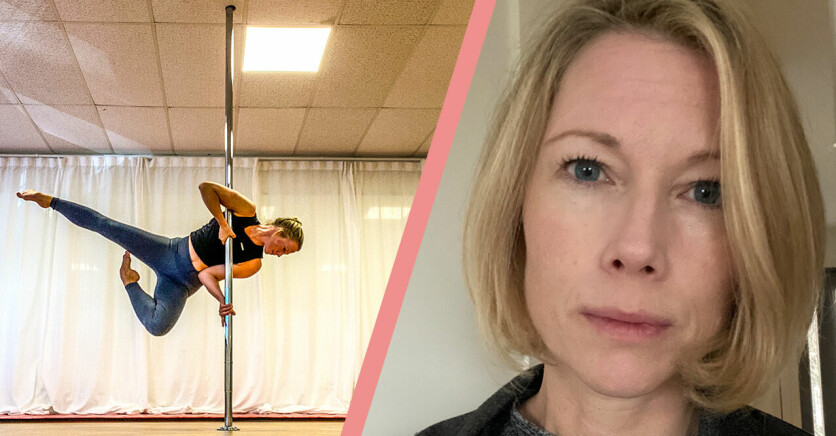 Erika Albansson Söderlund tränar pole dancing
