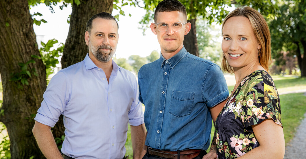 Fredric Bohm, Karl Norwald och Maria Ferm har matchat ihop deltagarna i Gift vid första ögonkastet 2023.<br class=""><span class=" italic" data-lab-italic_desktop="italic">Foto: SVT.</span><br class=""> Experterna i GVFÖ 2023