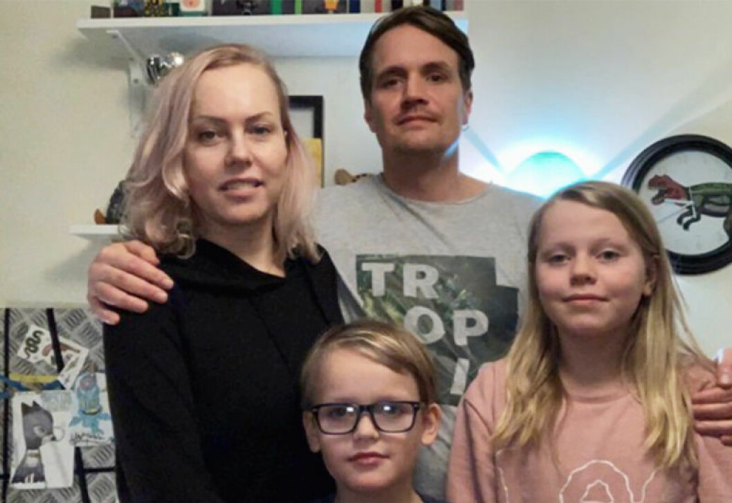 Susanne med familjen David, Elton och Evelina. Susannes familj i Sofias änglar