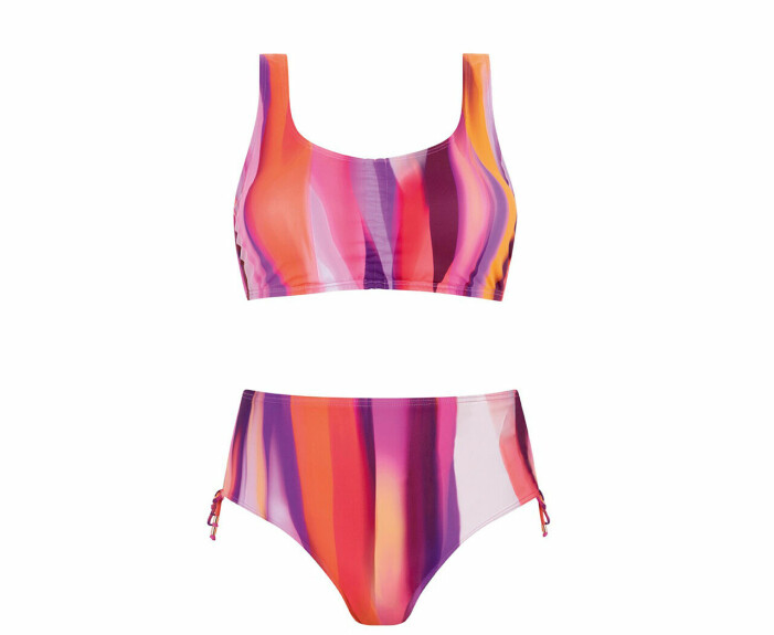 bikini i rött och rosa, lila