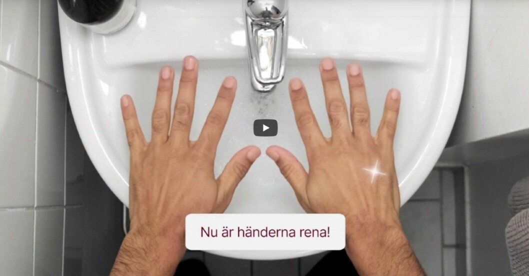 Film visar hur du kan tvätta händerna för att minska risken för att bli sjuk.