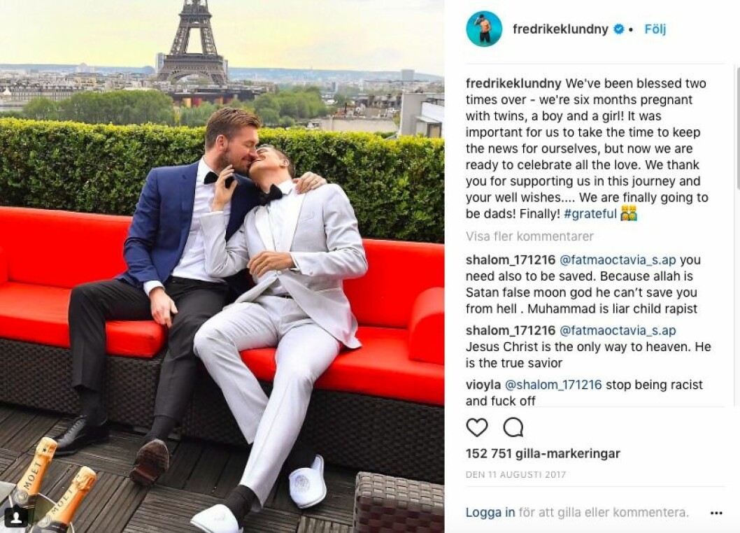 Foto: Instagram / @fredrikeklundny
