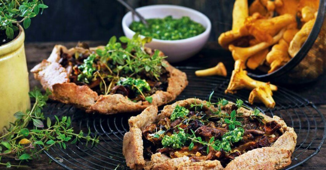 minigaletter med svamp och pesto