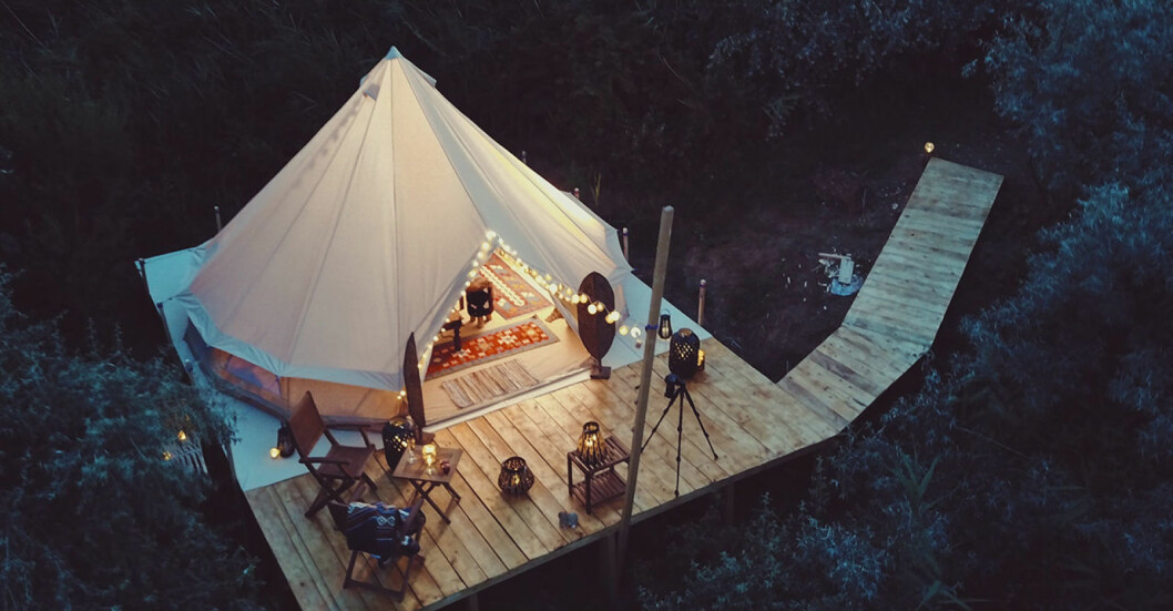 Glamping i lyxigt tält.