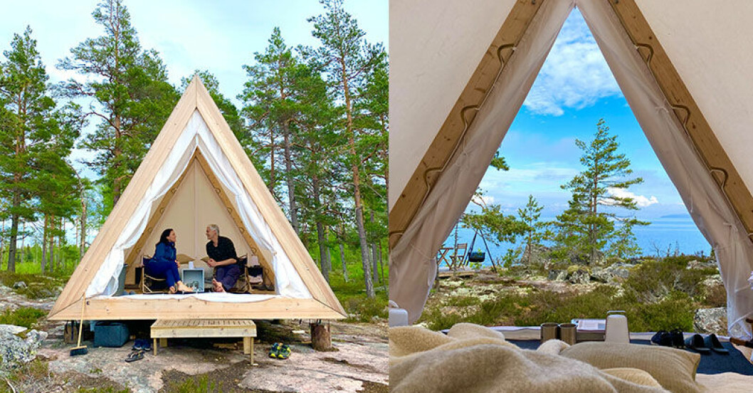 Betydligt lyxigare och rymligare än ett vanligt tält – och fin utsikt till morgonkaffet! ett av happie camps boenden