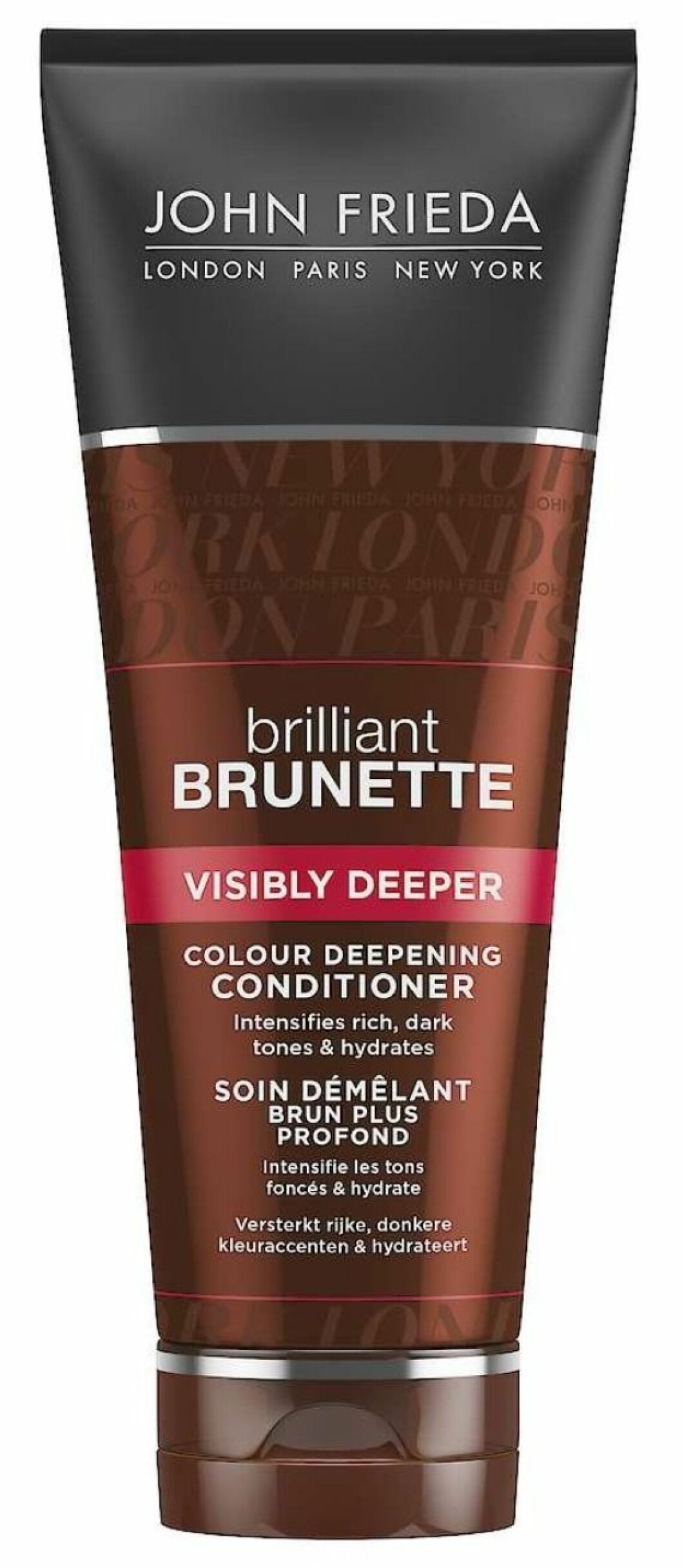 Vill du ge ditt mörkbruna hår en djupare färg? Visibly Deeper shampoo och conditioner innehåller kakao. John Frieda, 99 kr/st.