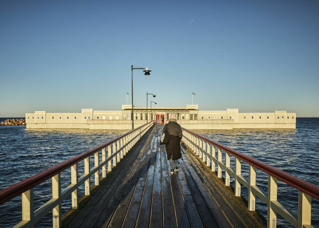 Helena badade även under sin graviditet, fram till vecka 29.