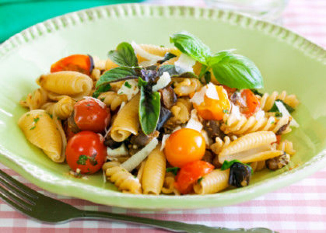 Helgmeny: Vegetarisk medelhavspasta.