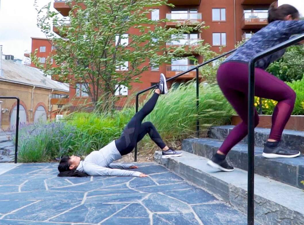 Enbenshöftlyft och trappgång – HIIT-träning i trappa 6 övningar