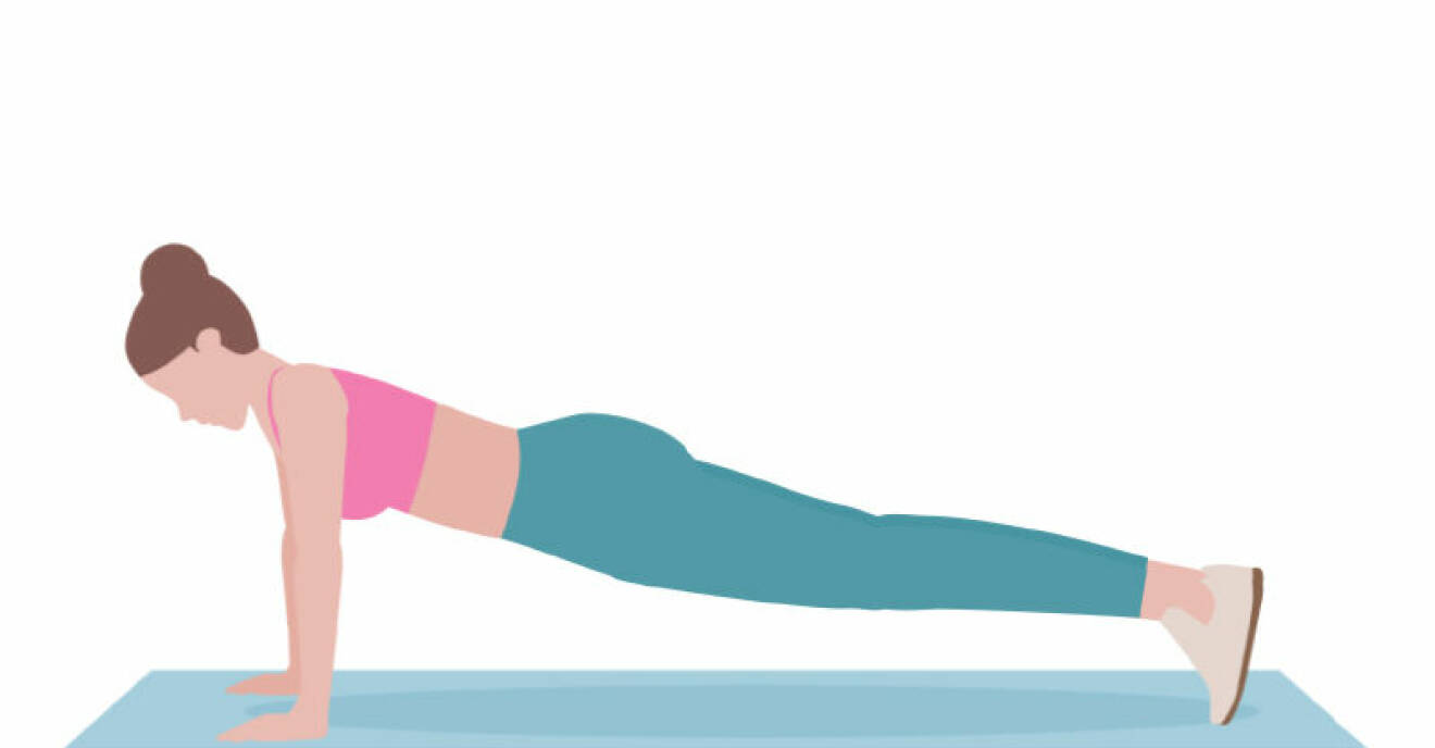 kvinna tränar variant på planka – plankgång