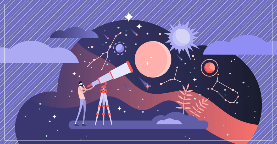 illustration av man som tittar på stjärnorna, horoskop