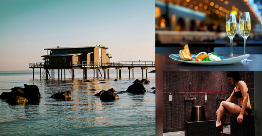 Kallbadhuset som tillhör Hotell Skansen i Båstad. Hotell Skansen i Båstad.
