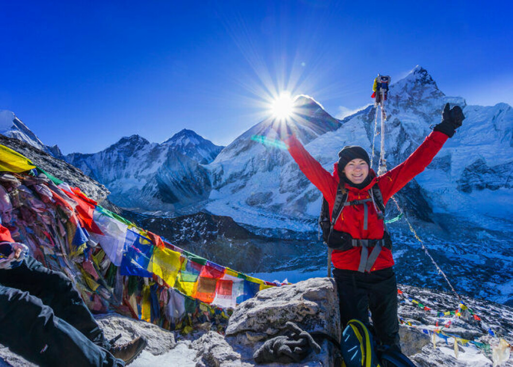 Ida framför Mount Everest, på resan som gjorde att livet vände till det bättre. Ida framför Mount Everest, på resan som gjorde att livet vände till det bättre.