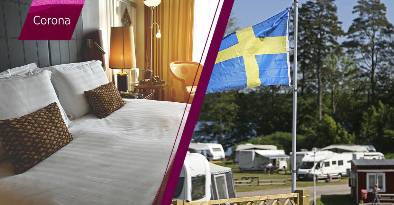 hotellrum och svensk camping