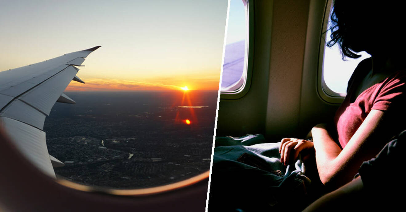 UV-strålningen går genom fönstret på flygplanet.