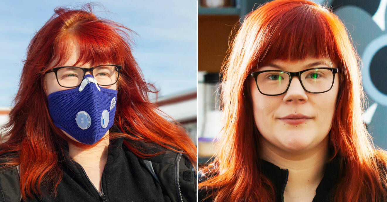 Katrin Ökvist från Luleå lider av sensorisk hyperreaktivitet, doftöverkänslighet, och tvingas bära mask för att kunna gå ut.