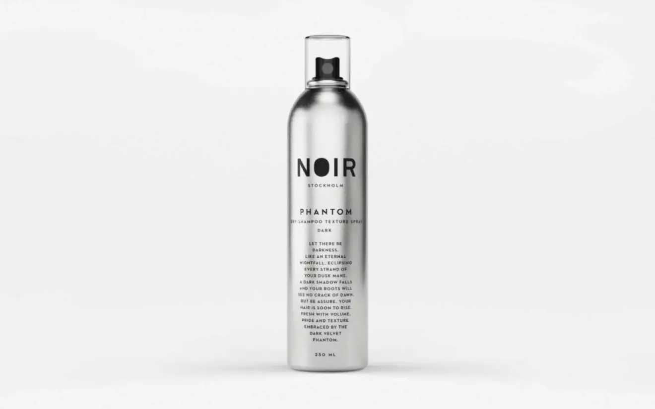 En bild på ett torrshampo, produkten Noir – Phantom Dry Shampoo.