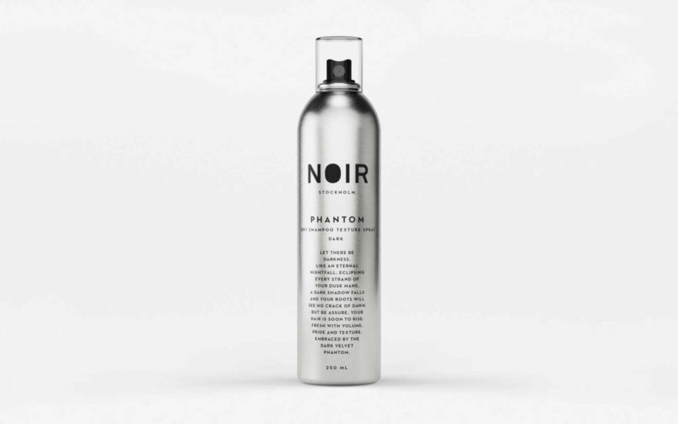 En bild på ett torrshampo, produkten Noir – Phantom Dry Shampoo.
