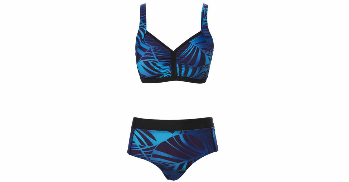Bikini med hög trosa och stor överdel i blått från Trofé.
