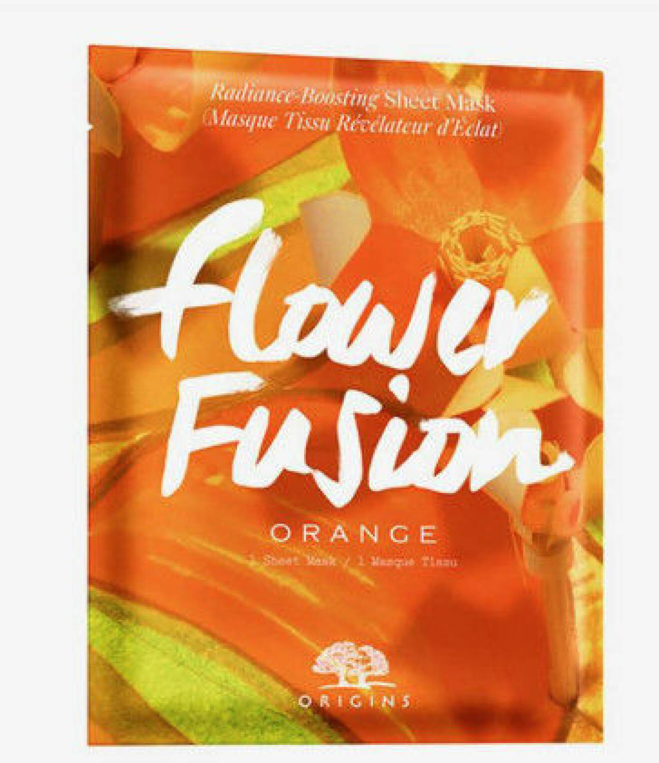 Orange arkmask med apelsin som heter Flower Fusion och kommer från Origins.
