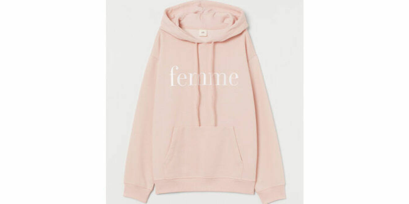 Rosa hoodie med text