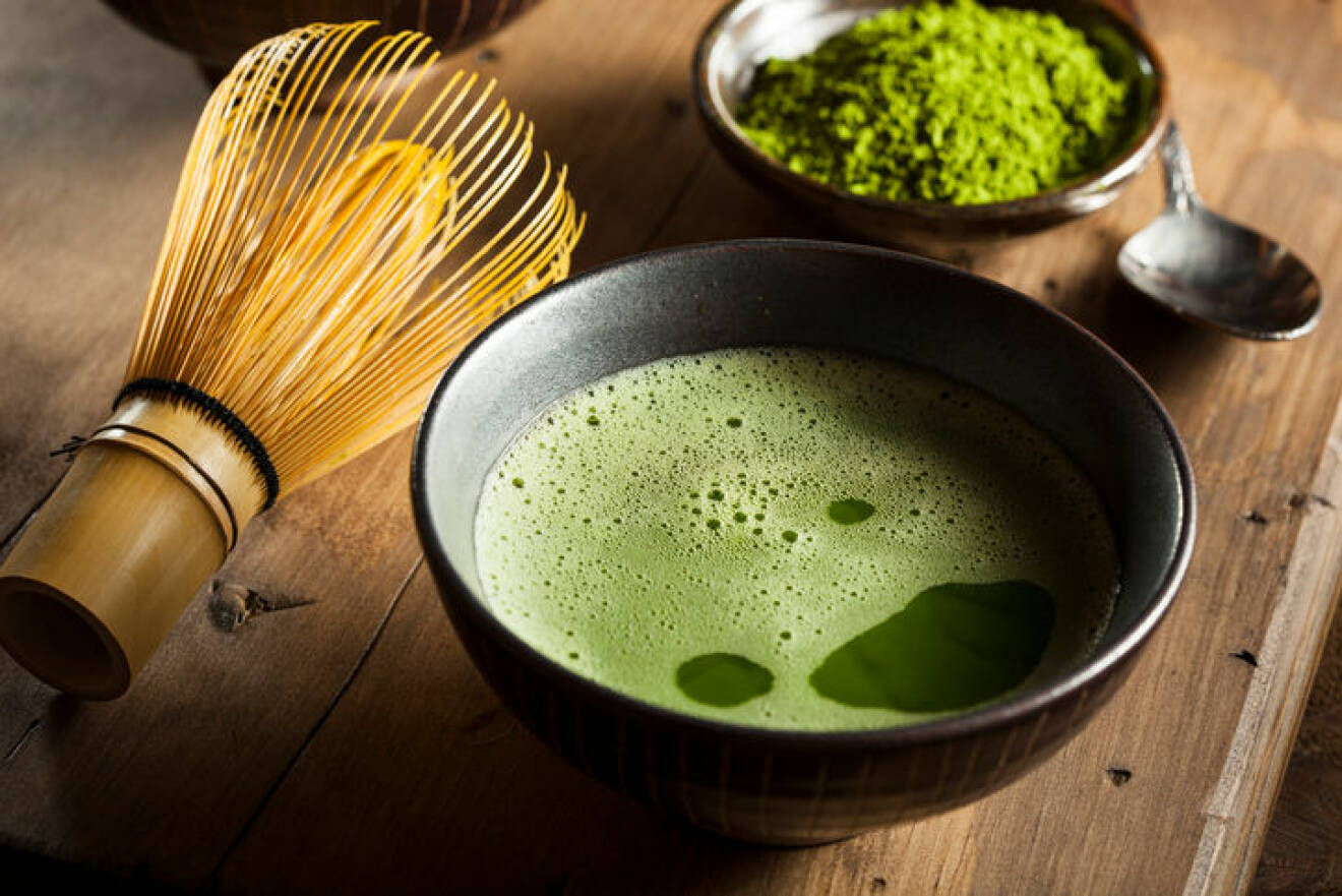 Organic Green Matcha Tea in a Bowl