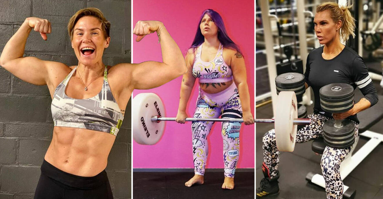 Lovisa Lofsan Sandström, Sara Fitnessfeministen Dahlström och boxaren Mikaela Laurén inspirerar med sina muskler och tunga lyft.
