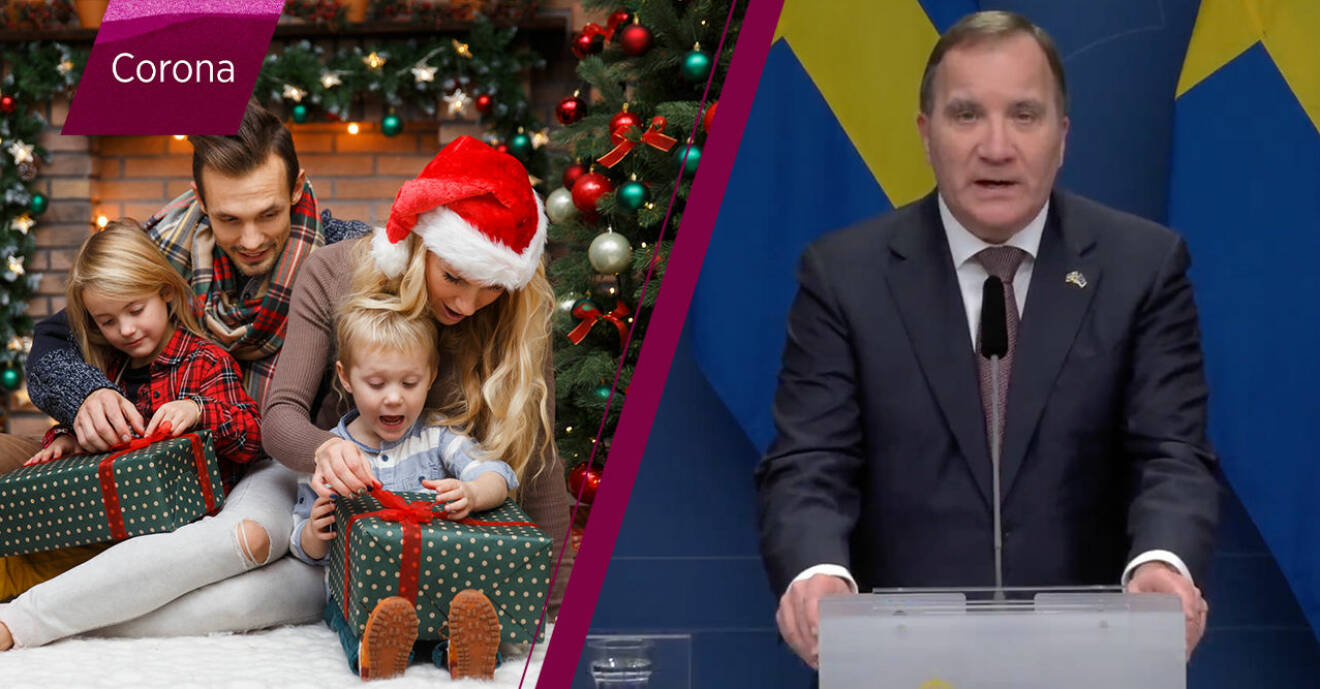 familj som firar jul och statsminister Stefan Löfven