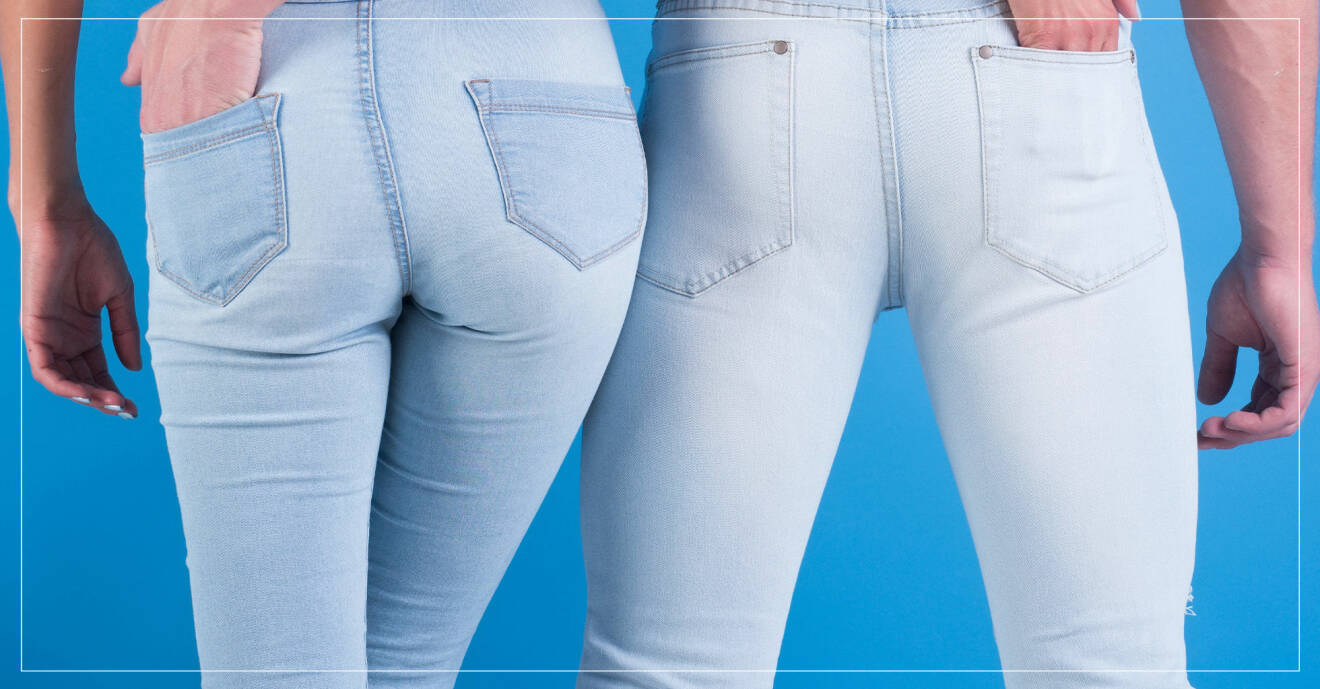 olika former av bakdelar i jeans