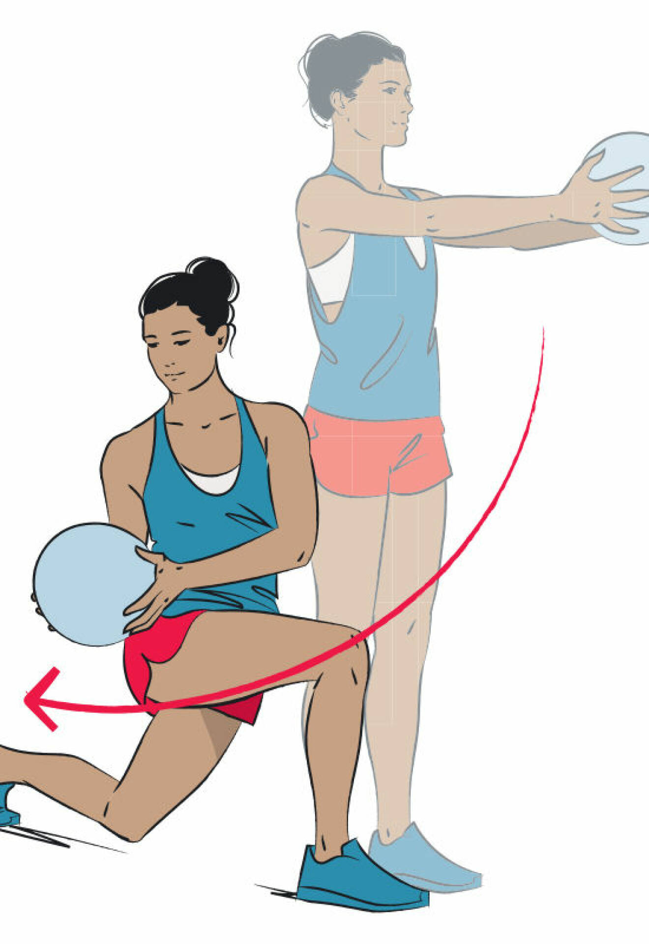 kvinna tränar mage och bål med en övning med rotation