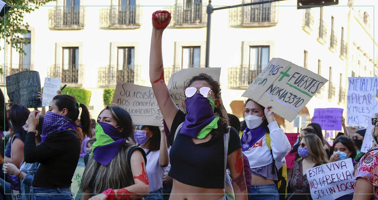 bild på kvinnor som protesterar mot våld
