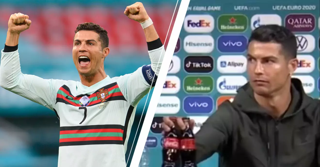 Vänster: Ronaldo på match. Höger: Ronaldo på presskonferensen.