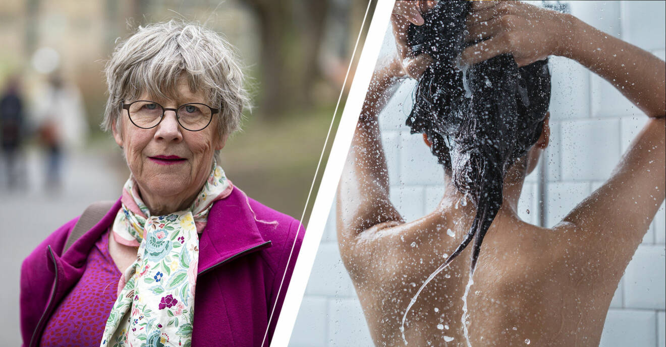 Vänster: Agnes Wold. Höger: Kvinna som duschar.