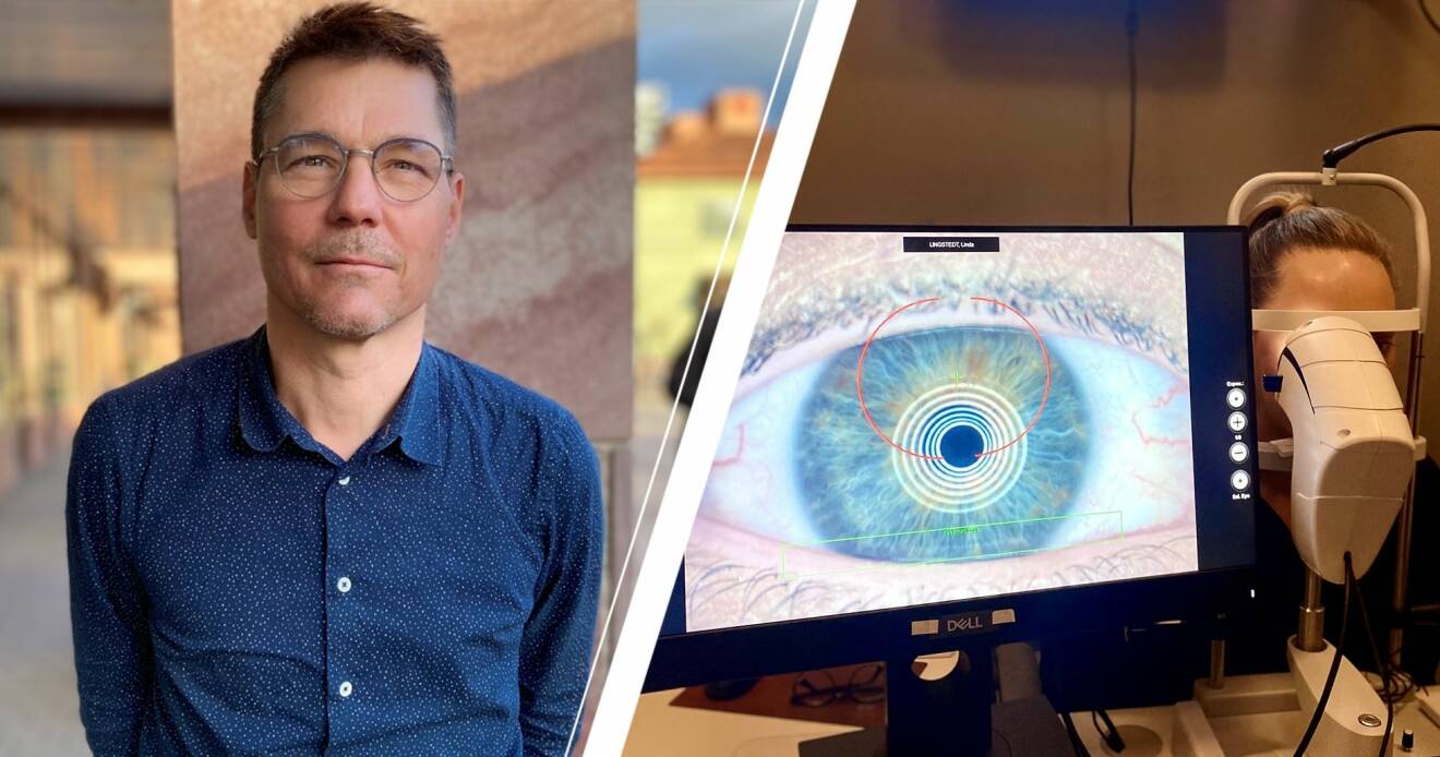 Optikern Johan Danielson, klient som gör tåranalys