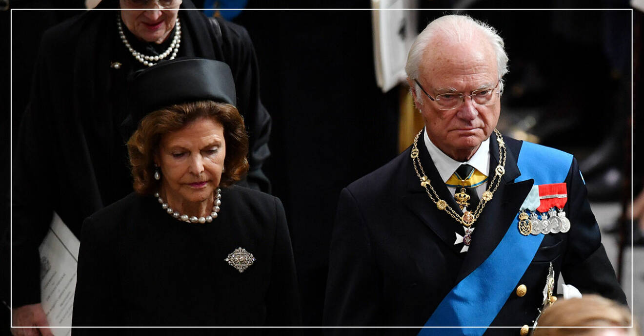Svenska kungaparets sorg under drottning Elizabeth II:s begravning
