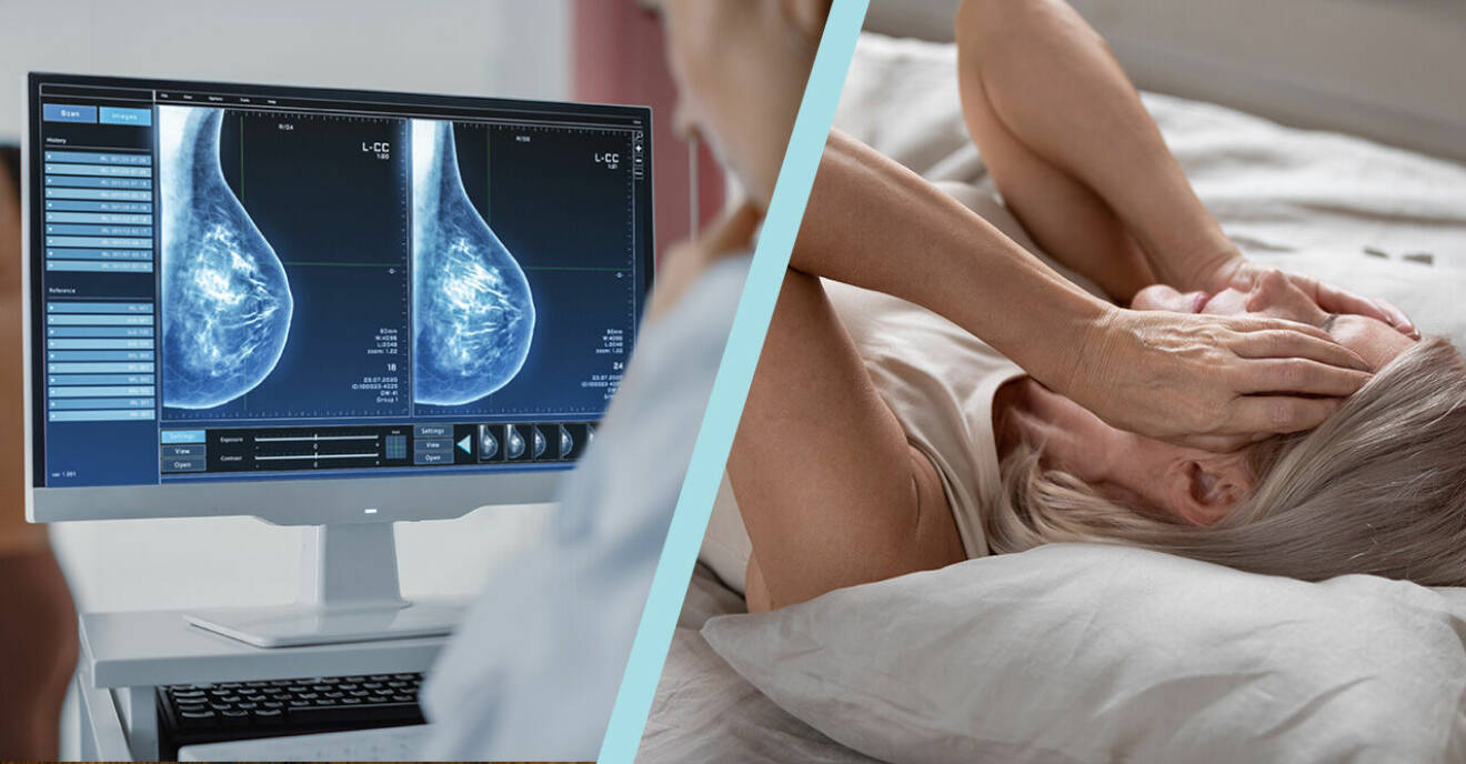 matt kvinna samt röntgenbild på bröst